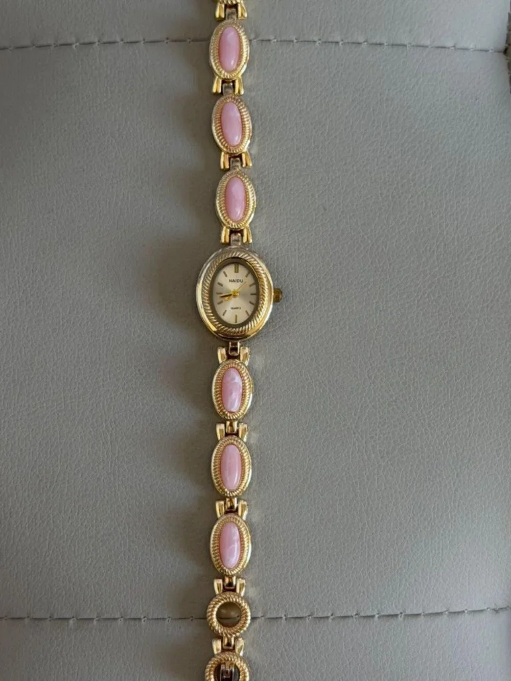 Dainty Pink Gemstone Link Band Watch Preppy Y2K OS